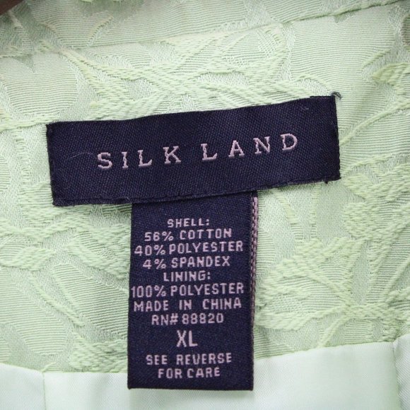 SilkLand Blazer Jacket Womens Light Green Floral Embroidered Lined Size XL - Picture 6 of 9
